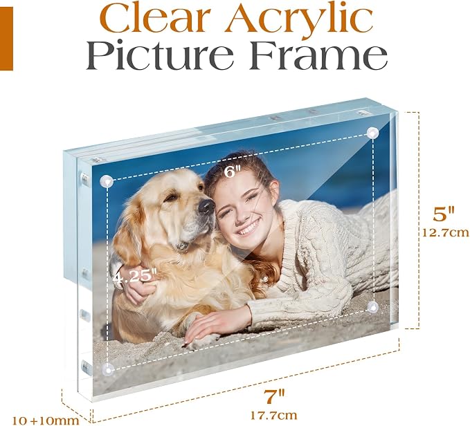 5x7 Acrylic Frame 3 Pack,20MM Thicker Frameless Clear Picture Frames | Freestanding Double Sided Magnetic Picture Frame,Acrylic Picture Frames for Desktop Display with Microfiber Cloth,Gift Ideal - Image 3