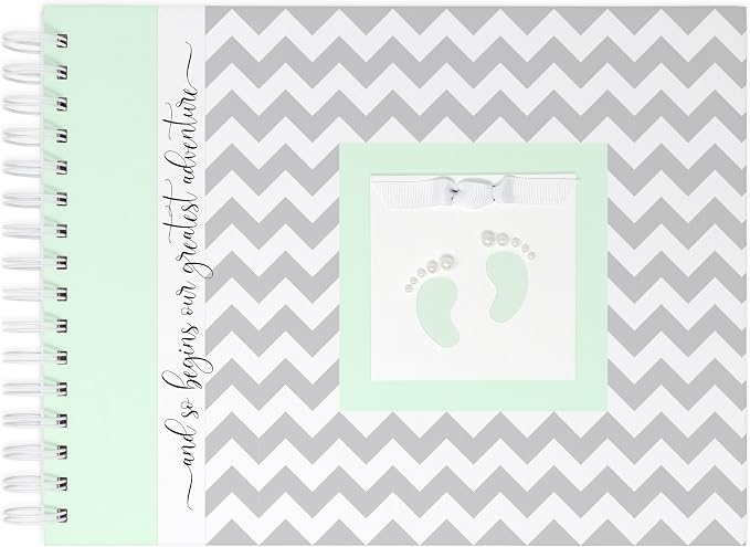 Personalized Pregnancy Journal (15 Center Designs) - Hardcover Pregnancy Memory Book Customized with Baby’s Name, Nickname or Phrase - Prompted Journal for New Moms (Gray Chevron + Mint) by Unknown