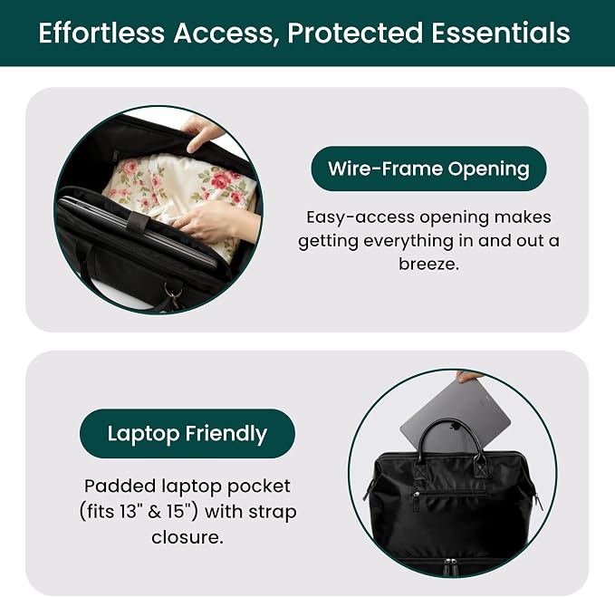 Nobl Travel Weekender Bag for Women & Men, Large Carry-On Duffel, Jet Black | Leather Overnight Tote with Trolley Sleeve, Separate Shoe Compartment & Laptop Pocket for Airplane, Gym & Road Trips - Image 2