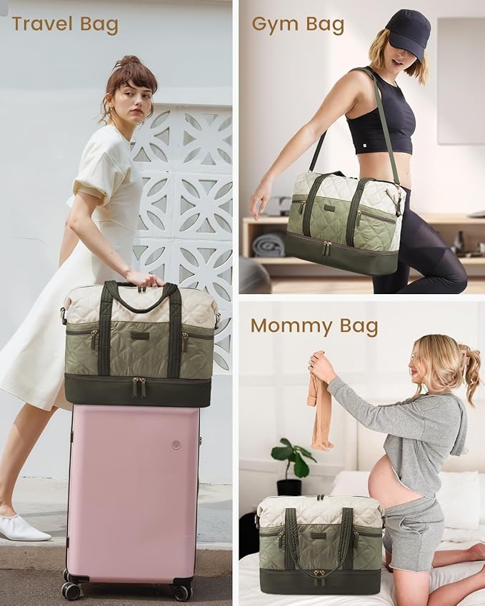 LOVEVOOK Travel Duffle Bag, Lightweight Weekender Bags for Women 40L | Shoe Compartment, Puffer Gym Bag Personal Item Travel Bag, Carry On Overnight Bags,Hospital Bag for Labor and Delivery - Image 6