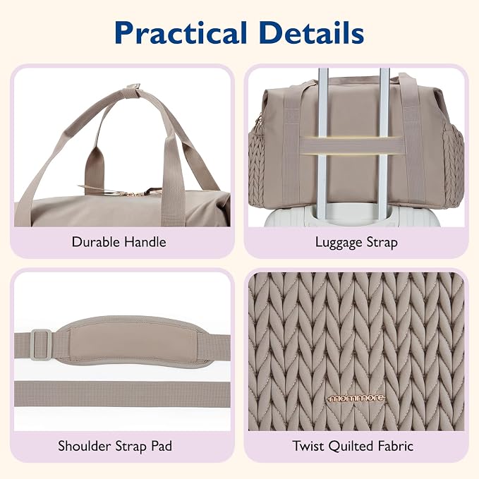 mommore Diaper Bag Tote Large Travel Baby Bag with Pacifier Case | Portable Changing Pad, Insulated Pocket & Stroller Strap, Baby Essentials Maternity Bag , Hospital Bag for Labor Delivery - Image 5