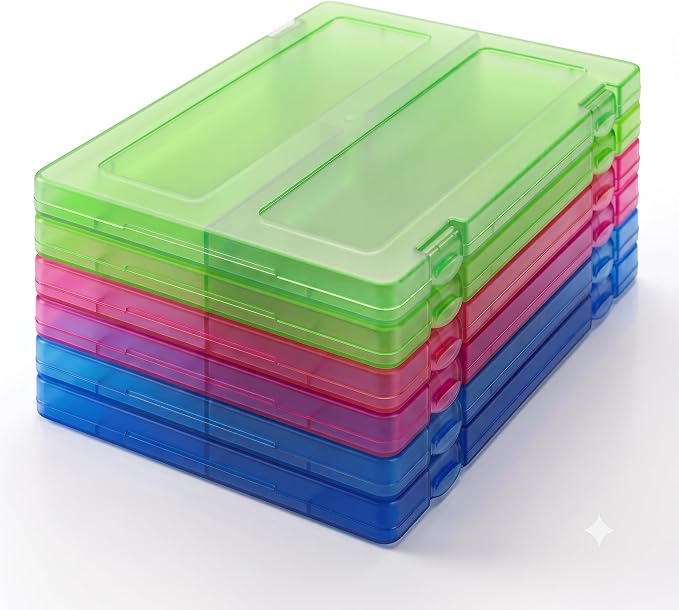 6 Packs A4 Paper Storage Boxes, 8.5 x 11 Plastic Portable Project Case for US letter Size and A4 paper, Plastic Multi-Purpose Thick Scrapbook Storage Box for Office (12.6"L x 9.5"W x 0.94"H) - Image 6