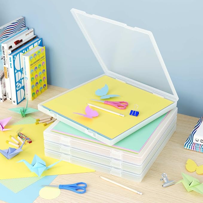 Denkee 12 x 12 Paper Storage, 6 Pack Scrapbook Paper Organizer Storage, Craft Organizers Box, Portable Storage Containers for Board Game, Craft, Art Supplies - Image 3