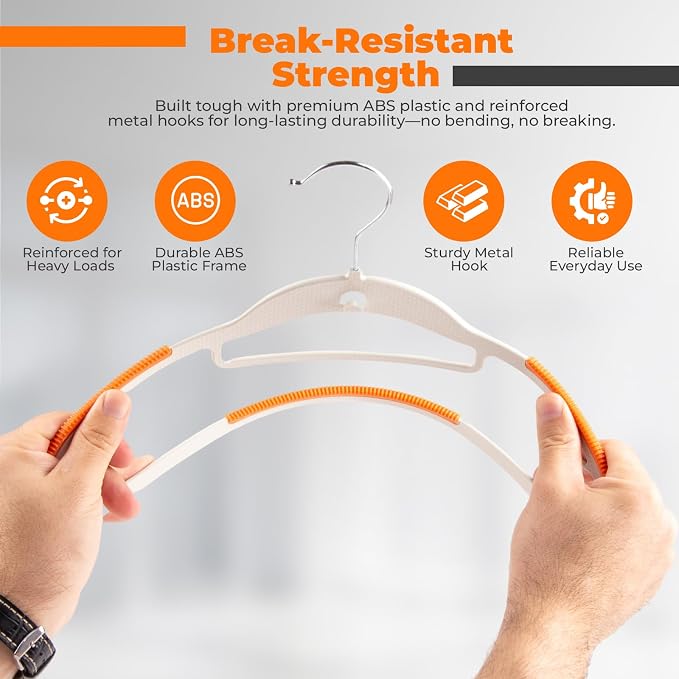 Plastic Hangers 50 Pack, Cascading Slim Space Saving Clothing Hangers with 360° Rotating Hook, Non Slip Clothes Hangers for Sweater Shirt, Heavy Duty Coat Hanger with Inner Hook for Closet, White - Image 6