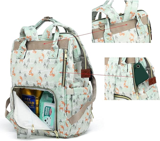 Large Capacity Baby Diaper Bag Backpack Waterproof Travel Nappy Diaper Bags Cute for Girls Boys (Fox) - Image 4