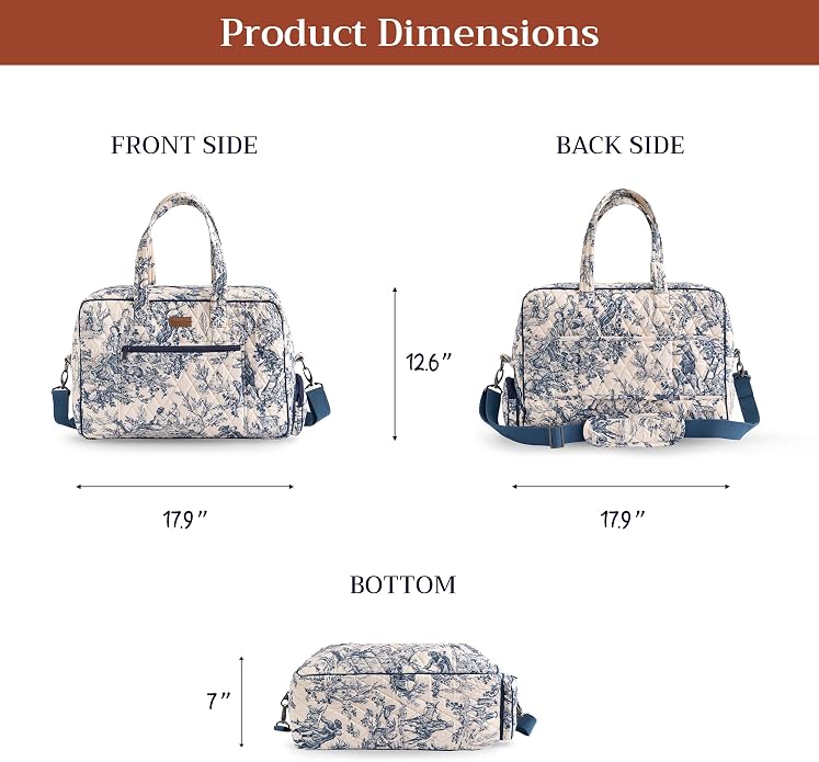 Maison d' Hermine Weekender Bags for Women Cotton Quilted Duffel Overnight Luggage Weekend Bag for Men Gym Gifts Travel | Overnight Luggage Weekend Bag for Men Gym Sports Gifts Duffle bag Business Travellers Trip Spring Summer - Image 6