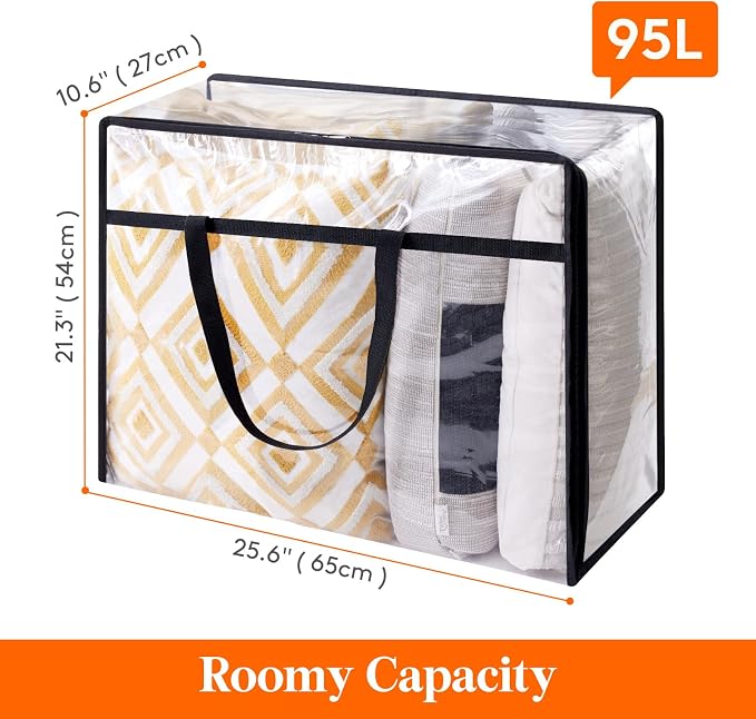 Lifewit 4 Pack Clear Clothes Storage Bags, 95L Plastic Blanket Storage Bag, Vinyl Foldable Moving Bags with Zipper, Closet Organizers and Storage Containers for Bedding, Duvet, Comforter - Image 4