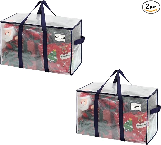 VENO 2 Pack Heavy Duty Moving Bags, Extra Large Storage Bags with Reinforced Handles & Strong Zippers, Foldable & Reusable Moving Box Alternative for Clothes & Dorm Storage by Veno