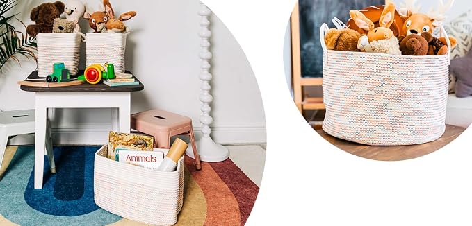 Extra Large Woven Basket + Set of 3 Basket for Storage - RAINBOW by OrganiHaus