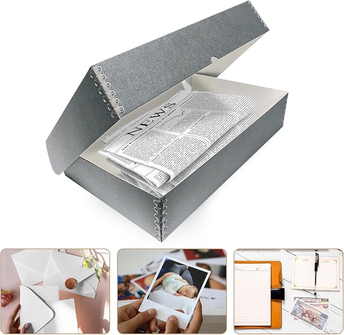 Lineco, 10x15 Clamshell Archival Folio Storage Box, 3" Deep | Acid-Free with Metal Edge Preservation Box, Preserves Picture, Magazines, Organize Photos, Documents, Artwork, DIY - Image 2