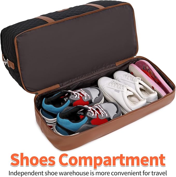 Weekender Bag, Large Travel Duffel Bag for Women, Carry on Overnight Bag with Shoe Compartment and Toiletry Bags - Image 7