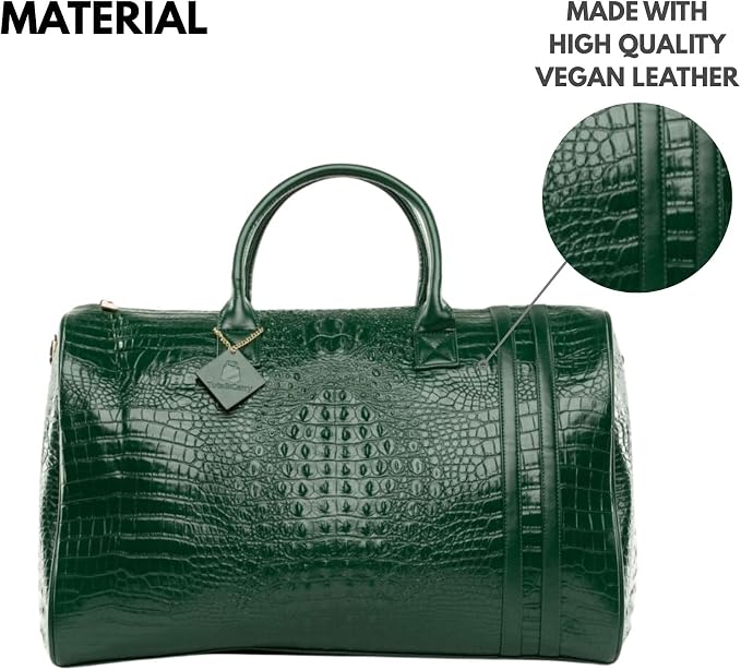 Tote&Carry Apollo 2 Vegan Leather Duffle Bag, TSA-Approved Carry-On for Men & Women, Gold Hardware Weekender for Travel, Gym, or Overnight Use - Image 3