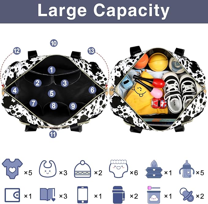 Diaper Bag Tote for Baby 7PCS, Large Mommy Bag with Portable Changing Pad | Multifunctional Hospital Bags for Labor and Delivery with Pacifier Case and Organizer Pouches,Travel Baby Bag for Boy Girl - Image 5