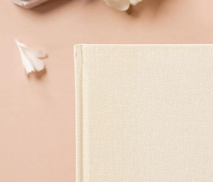 Personalized Guest Book - 11.5" x 8.5" Premium Custom Guest Signing Book with Bookmark and Blank Pages for Wedding Reception Table Decoration Engagement Birthday Party Event, Cream - Image 3