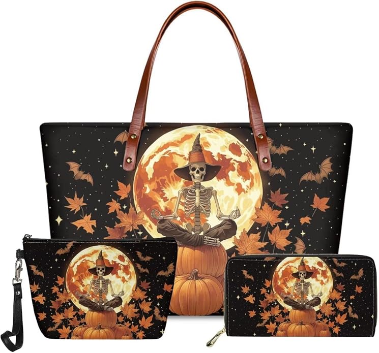 GIFTPUZZ Women Top Handle Bags Handbags with Zipper Leather Wallet Cash Card Phone Holder and Makeup Bag Set 3pcs - Image 3
