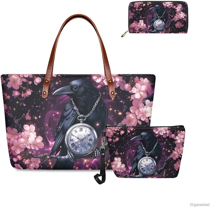 GIFTPUZZ Women Top Handle Bags Handbags with Zipper Leather Wallet Cash Card Phone Holder and Makeup Bag Set 3pcs - Image 4