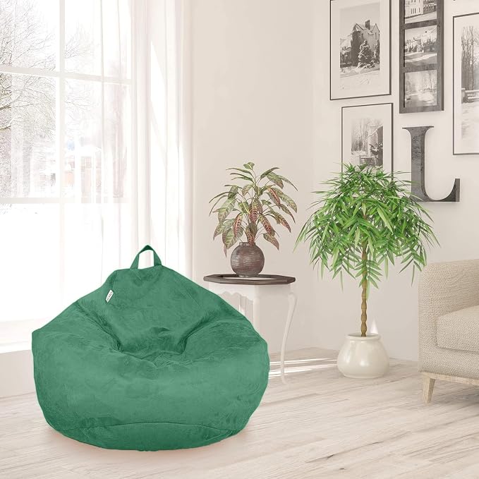 Bean Bag Stuffed Animal Storage Chair Cover (No Filler) for Kids and Adults. Extra Large Bird's Nest Beanbag Memory Foam Soft Premium (Green, 2.5 ft (Cover Only)) - Image 8