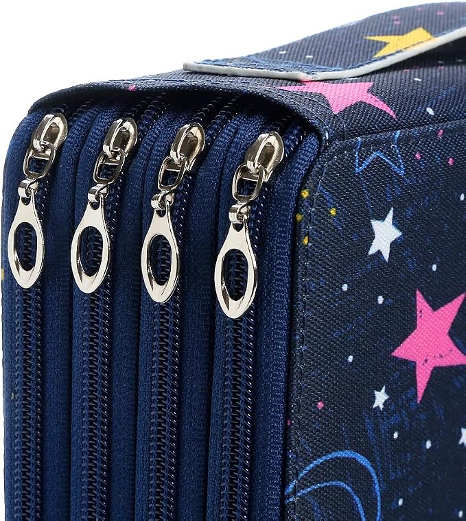 200 Slots Colored Pencil Case Organizer, 4 Layer Bag | Twill Oxford fabric,203 elastic loops,detachable handle,for travel, home storage,drawing tools,creative gifts - Image 5