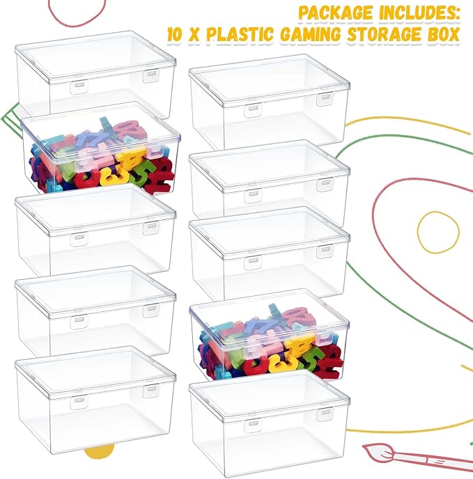 SiliFine 10 Pcs Clear Plastic Storage Bins with Lids Stackable for Toys | 7.1 x 5.2 x 3.4 Inch, Stackable, Organizer Containers, for Playroom Shelves, Holds Puzzles, Small Building Blocks, Crafts - Image 3