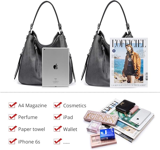 Hobo Crossbody Bag for Women, Designer Shoulder Purse Handbags - Image 3