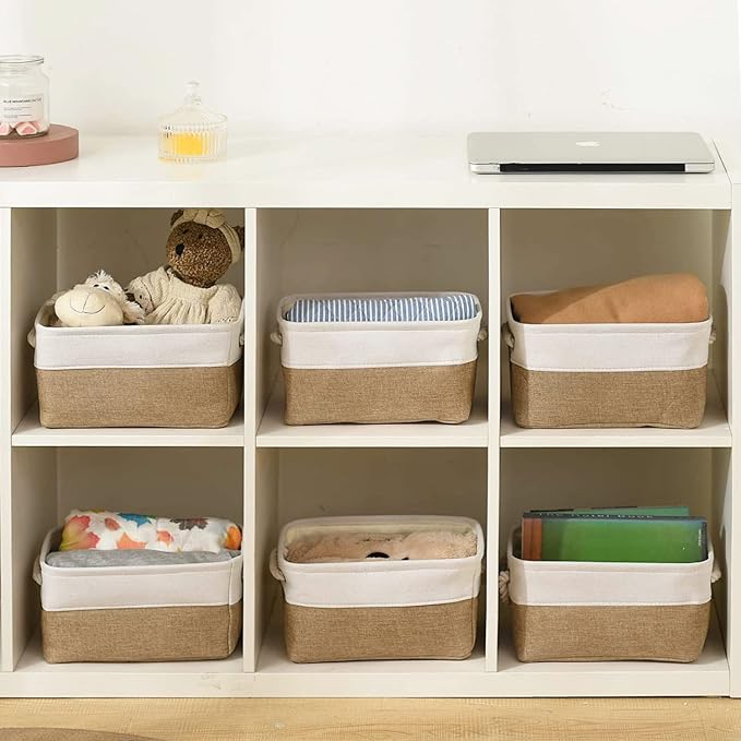 Small Baskets for Organizing, [6 PCS] Collapsible Storage Baskets for Shelves, Storage Bins Boxes Cubes for Clothes Books - Image 4