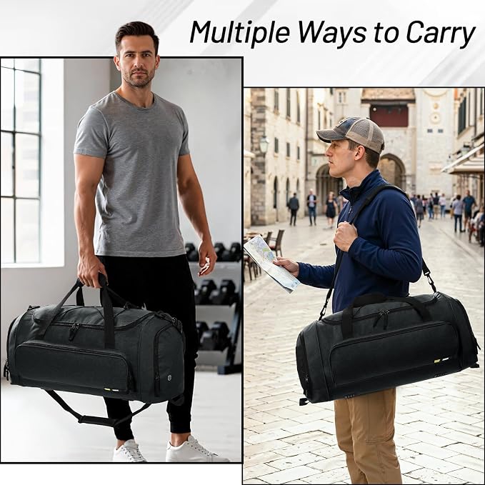 MIER Large Gym Bag for Men 60L Duffel Bag with Shoe Compartment | Lightweight & Durable Sports Duffles; Suited for Workout Fitness Travel Weekender; Water Resistant; Adjustable Shoulder Strap - Image 5