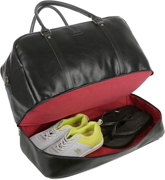 Baosha Vegan Leather Large Travel Duffel Tote Bag Carry On Weekender Overnight Bag With Shoe Compartment HB-38 - Image 4