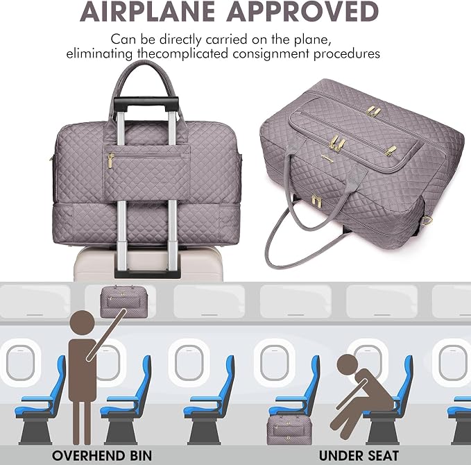 Travel Duffle Bag Weekender for Women - Carry-On Overnight Bag Personal Item Bag with Shoe Compartment & Wet Pocket Large Weekend Tote Bags with Toiletry Bag Hospital Bags for Labor and Delivery - Image 5