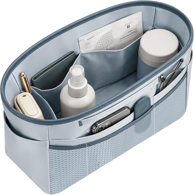 GIVLEFLY Purse Organizer Insert for Tote Bag, 11.42 Inch Satin Bag Organizer, Multi Pocket Handbag Organizer for Everyday Totes by GIVLEFLY