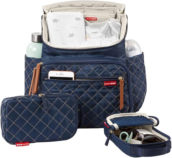 Skip Hop Diaper Bag Backpack: Forma, Multi-Function Baby Travel Bag with Changing Pad & Stroller Attachment, Navy - Image 7
