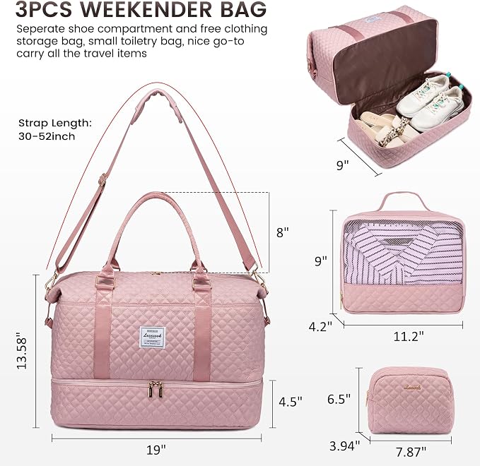 LOVEVOOK Travel Duffle Bag,Weekender Bags for Women with Shoe Compartment，Carry on Overnight Bag with Toiletry Bag,Gym Duffel Bag with Wet Pocket, Hospital Bags for Labor and Delivery - Image 2