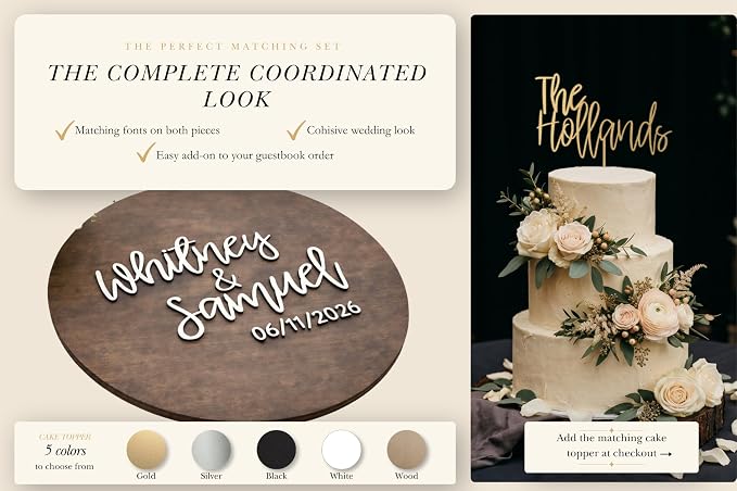 Personalized Round Guest Book Alternative Sign, Unique Guest Book Sign, Custom Alternative Guest Book, Wooden Guest Book, Wedding Ceremony Guestbook Sign (Design 10) - Image 5