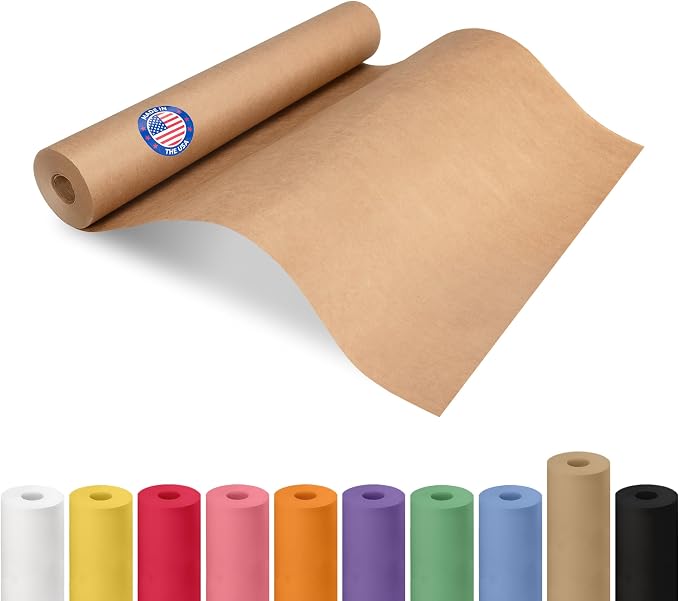 18" x 1200" (100 feet) Brown Kraft Paper Roll - USA-Made Quality Craft Paper for Gift Wrapping, Kids' Arts & Crafts, School Projects - 100% Recycled Natural Material 50lb Thickness by IDL Packaging by IDLPackaging