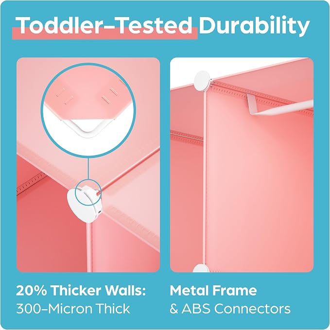 Baby Closet Organizer for Nursery - Durable Baby Wardrobe Armoire for Closet - Customizable Dresser Shelves - Waterproof Shelf Clothes Organizer w/Wall Fixation (Pink) - Image 3