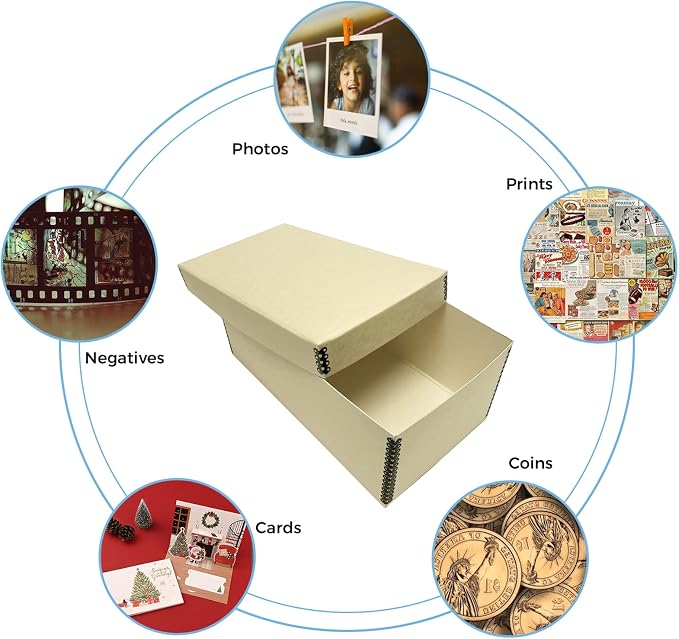 Lineco Archival Photo Card Box, Museum-Quality, 4x6x12 Inch, Tan, 2 Pack | Acid-Free with Removable Lid, Metal-Edge Corner, Bulk Storage and Preservation for Negatives, Prints, Films, Photos, Snapshot - Image 6