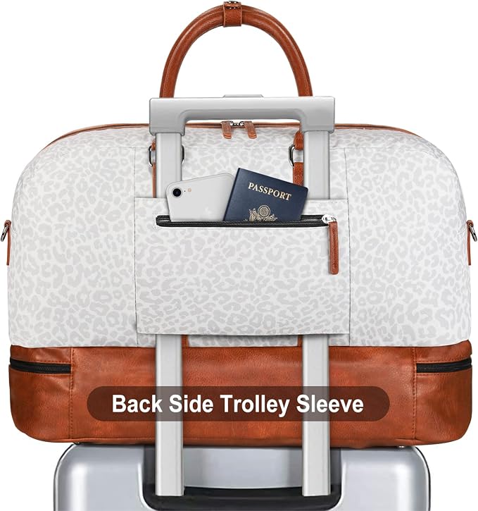 Weekender Bag for Women, Large Overnight Bag Canvas Travel Duffel Bag Carry On Tote with Shoe Compartment 21" 3Pcs Set - Image 3