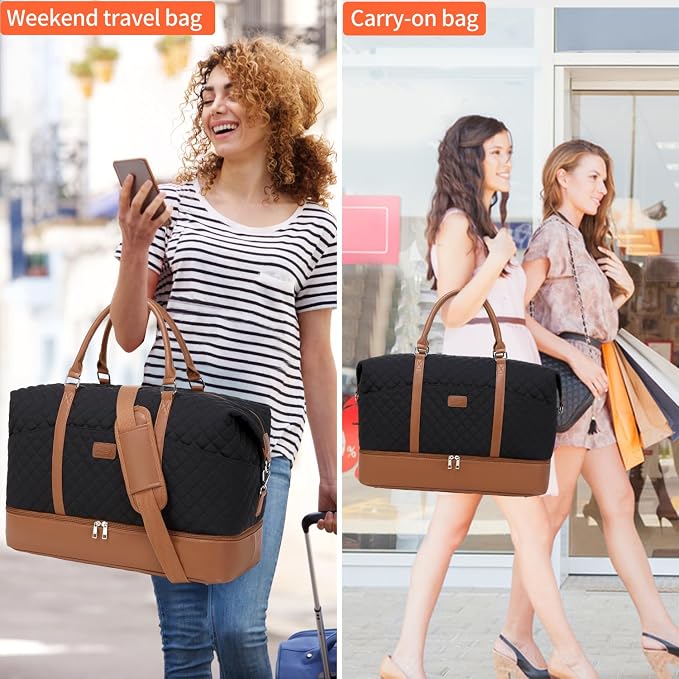 Weekender Bag, Large Travel Duffel Bag for Women, Carry on Overnight Bag with Shoe Compartment and Toiletry Bags - Image 2