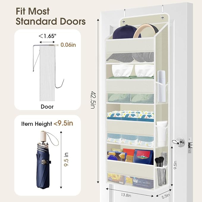 1Pack Over The Door Organizer Large Capacity Hanging Storage Room Organizer | 40 lb Capacity, Ultra-Sturdy, Foldable, Mesh Design with Clear Window, Space-Saving Organizer for Pantry, Nursery & Closet - Image 2