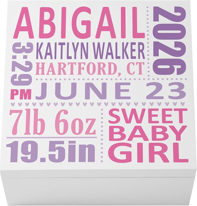 Let's Make Memories Personalized Keepsake Box for New Baby - Memento Storage - Memories Box - Nursery Decor - For Girls - 6" Hx12 Sq - Precious Memories - Pink by LetsMakeMemories