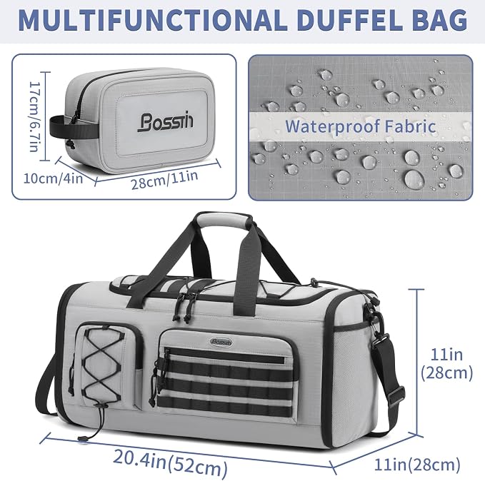 BOSSTIN Gym Bag for Men & Women, 45L-50L Expandable Sports Duffle Bag | Convertible Duffel Backpack, Comes with Toiletry Bag, Shoe Compartment & Wet Pocket, for Workout, Weekender, Overnight Travel - Image 2