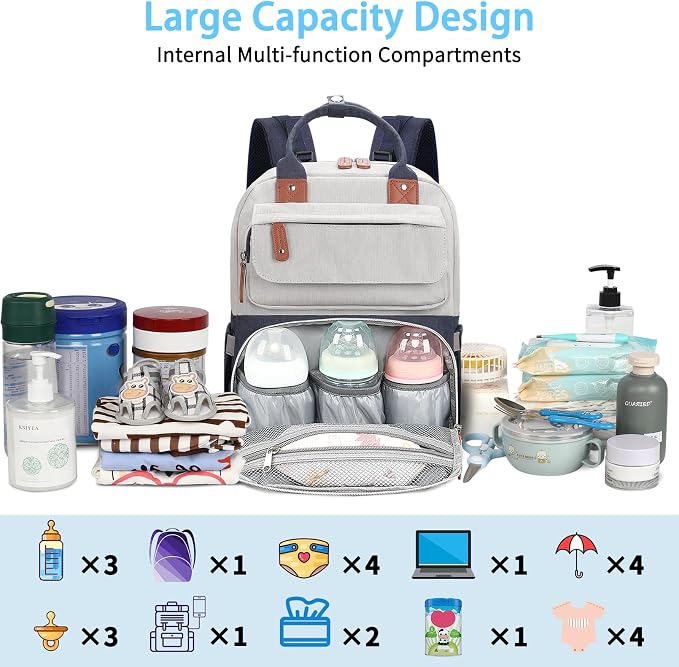 Legestori Diaper Bag Backpack, Baby Boy Diaper Bag, Unisex Large Baby Bag for Mom, Waterproof Baby Essentials Travel Diaper Backpack with Insulated Pockets and Stroller Straps - Image 4