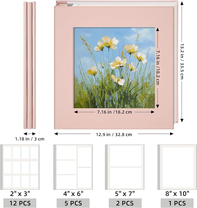 Vienrose Photo Album Self Adhesive for 4×6 & 8×10 Pictures, Pink, Fabric Cover Scrapbook Album, DIY 40 Blank Pages for Wedding, Family, Travel, Gift, Milestone Memories - Image 4
