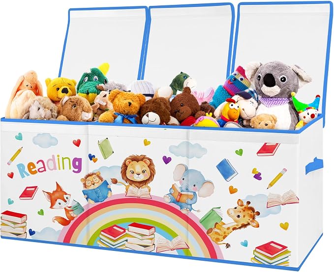 Large Toy Box Collapsible Chest Organizer with Flip Lid for Kids | Oxford Storage Box with Handle for Boy Girl Sturdy Waterproof Organizing Decor for Bedroom Playroom Nursery 37.7×12.5×15.7'' by Decalsweet