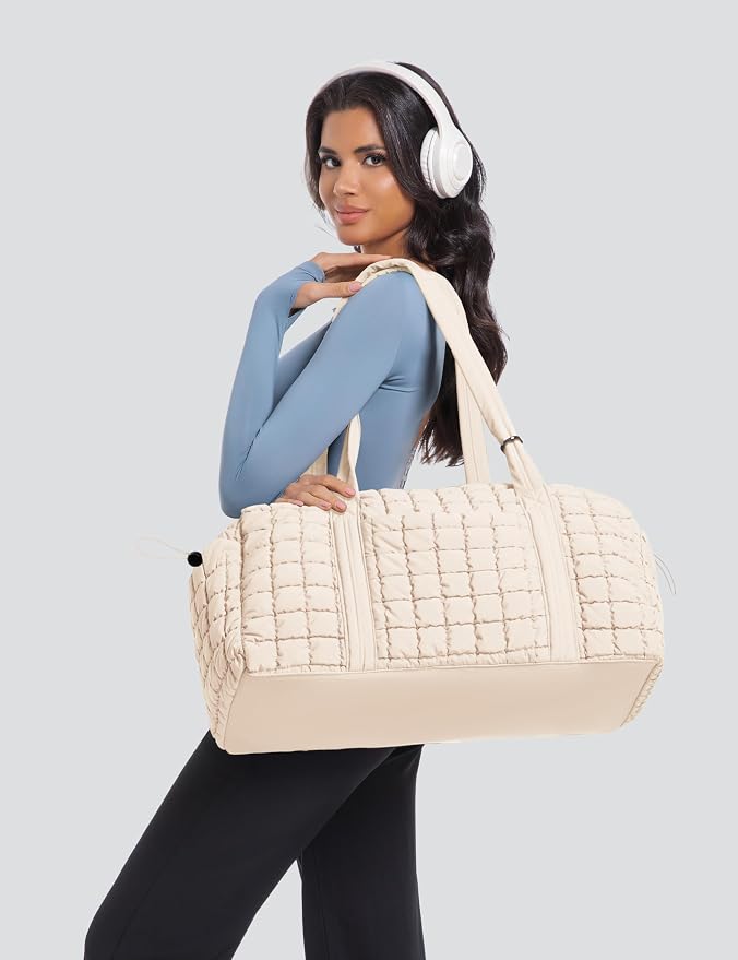 Quilted Travel Duffle Bag Puffer Weekender Bag Overnight Bag Duffel Gym Bag | Medium Soft Puffy Carry-On for Women, Large Lightweight Personal Item Travel Bag for Trips Business Sport Airplane Hospital - Image 2