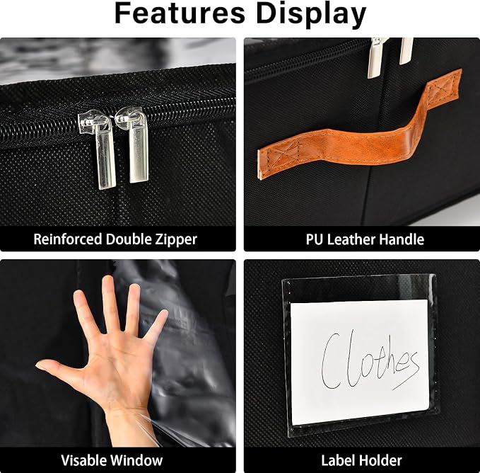 Freebat Under Bed Storage with Wheels 2 Pack, Underbed Container | 7.5 inch Height Under Bed Drawers with Clear Lid Cover, Storage Bag Box with Visiable Window for Clothes, Bedsheet, Pillow - Image 5