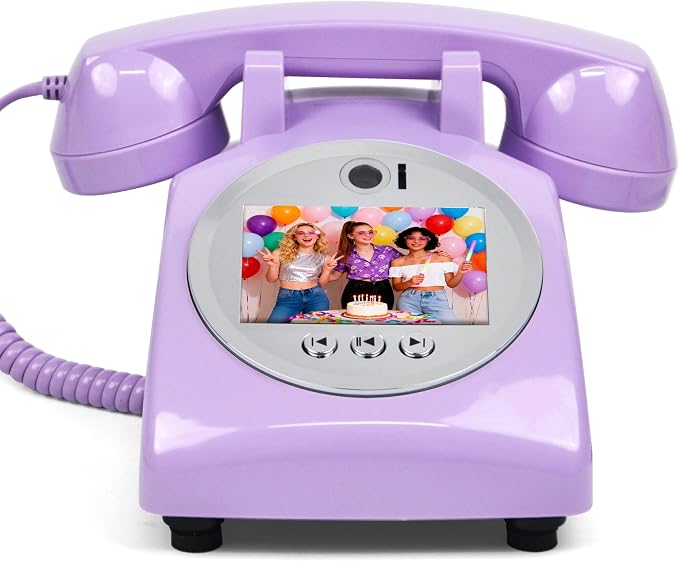 Video Audio Guest Book Wedding Phone,1080P HD Video Phone Guestbook, Preserve Your Special Occasions, Ideal for Wedding Bridal Shower, Birthday, Graduations, Baby Shower(Purple) by FiayaComVintageTelephone