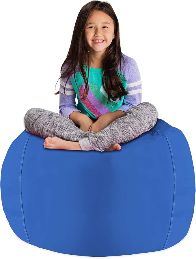 Posh Stuffable Kids Stuffed Animal Storage Bean Bag Chair Cover - Childrens Toy Organizer, Large 38" - Solid Royal Blue by PoshCreations