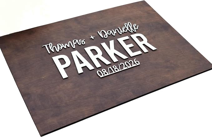 Personalized Last Name Guest Book, Unique Guest Book Sign, Custom Alternative Guest Book, Wooden Guest Book, Wedding Ceremony Guestbook Sign (Design 9) by Obsidian+Home+Creations