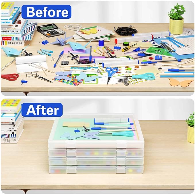 Denkee 12 x 12 Paper Storage, 6 Pack Scrapbook Paper Organizer Storage, Craft Organizers Box, Portable Storage Containers for Board Game, Craft, Art Supplies - Image 4