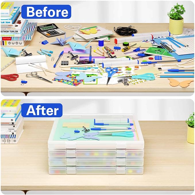Denkee 12 x 12 Paper Storage, 4 Pack Scrapbook Paper Organizer Storage, Craft Organizers Box, Portable Storage Containers for Board Game, Craft, Art Supplies - Image 4